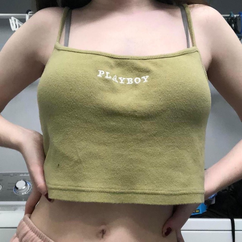 Green Pacsun playboy crop tank